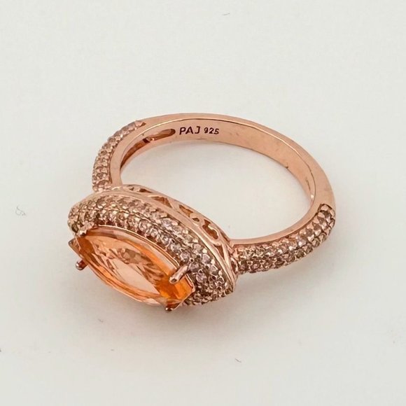 Marquis Cut 2 Ct. Morgainte Doublet Ring. 14kt Gold Overlay Sterling - Size 8.25 - Picture 5 of 10